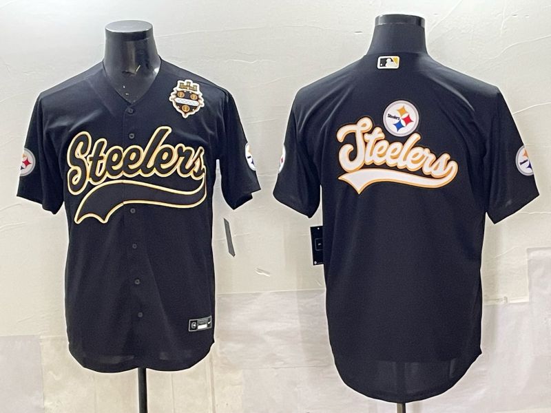 Men 2025 Nike Pittsburgh Steelers Blank Black Joint Name  Limited NFL Jersey style 053